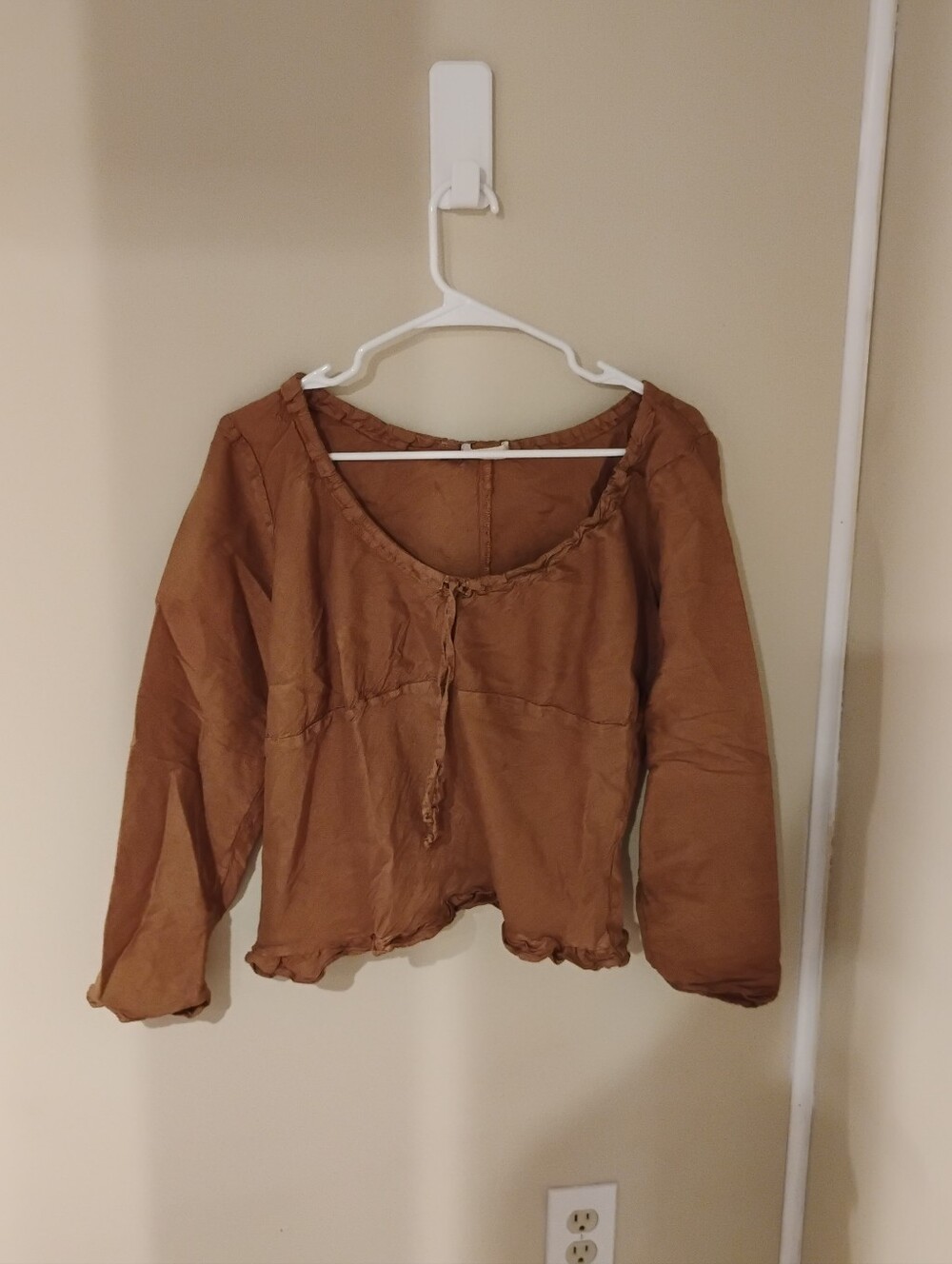 CP Shades Women's Milkmaid Long Sleeve Front Tie Blouse Top Sz M